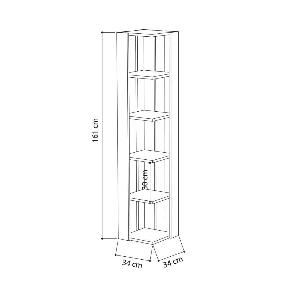 Libreria angolare Nati 5 ripiani 34x34x161 colore tortora