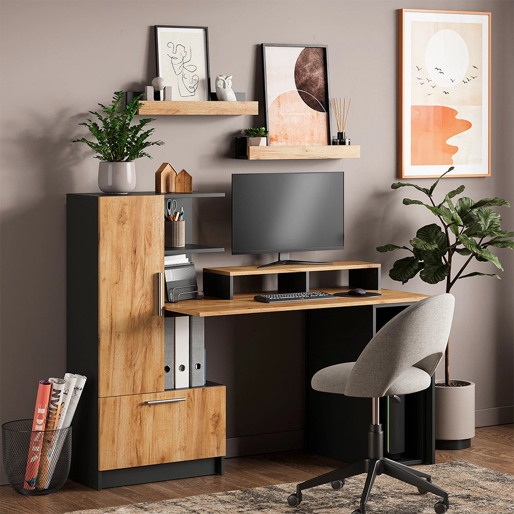 Set scrivania Tomy Antracite/Rovere dorato 150 x 59 cm Set di 5 Vicco