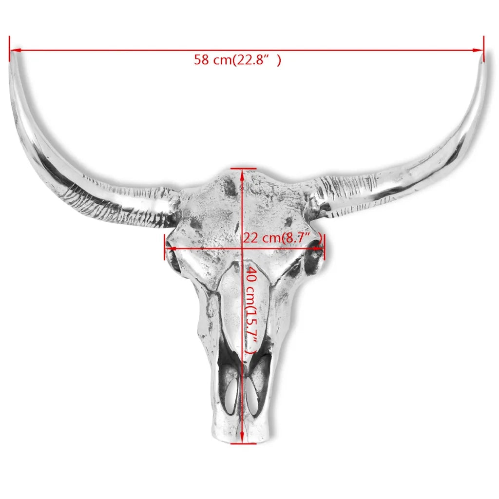 Decorazione Testa del Cranio a Parete in Alluminio Argento 243483