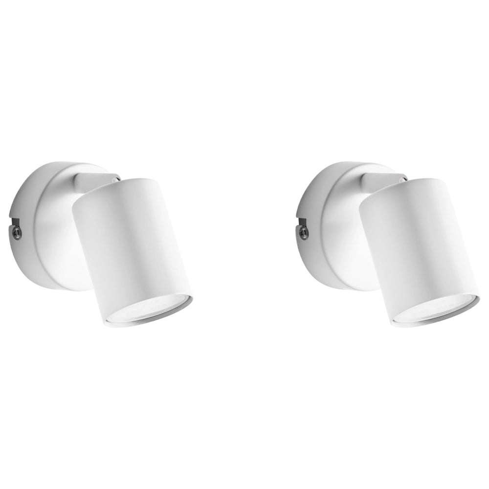 Set di 2 lampade da parete in metallo bianco con paralume spot in stile industriale