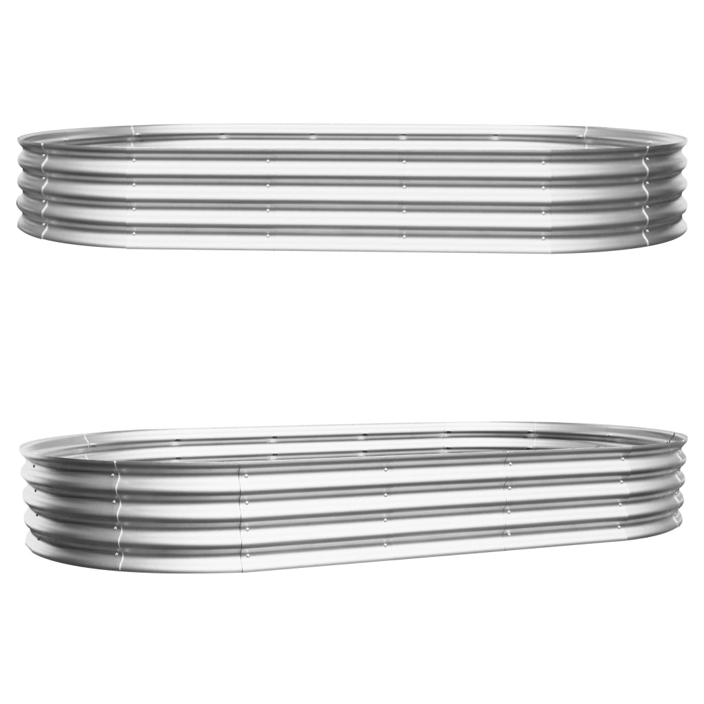 Kit 2 letti rialzati da giardino in acciaio zincato, 243,8 x 122 x 30,5 cm, argento