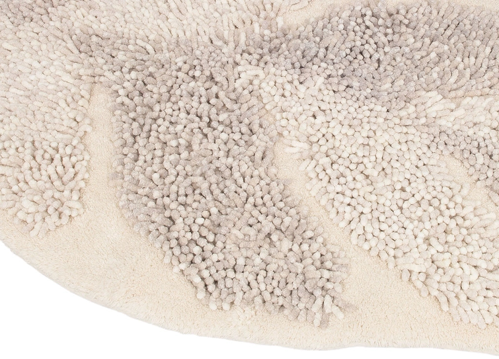Tappeto A Foglia Casa Bagno Cotone Spugna Morbida Antiscivolo Leaf Avorio