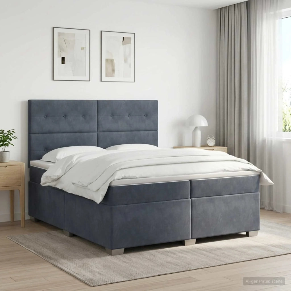 Letto box spring con materasso Grigio Scuro 200 x 200 cm 3453711