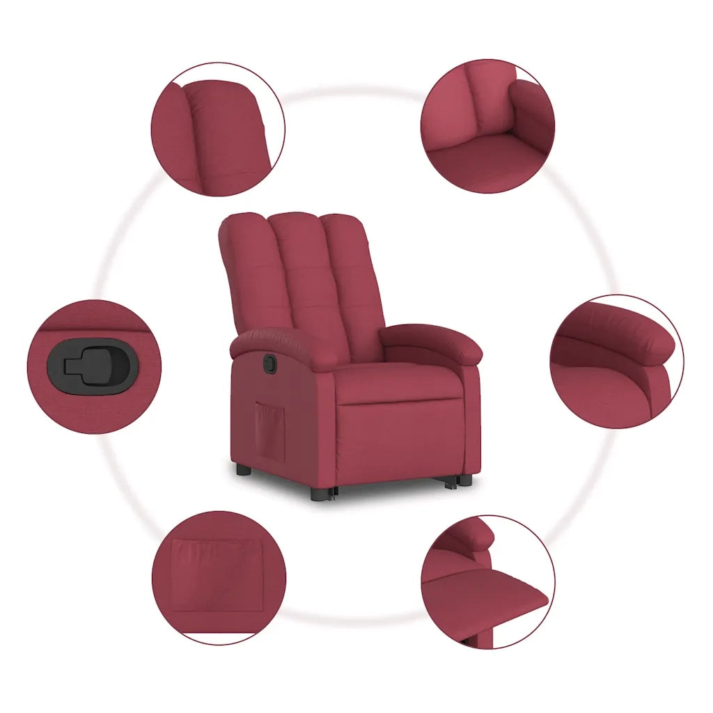 Divano Sedia-Poltrona Alzapersona Reclinabile Rosso Vino in Tessuto 650750
