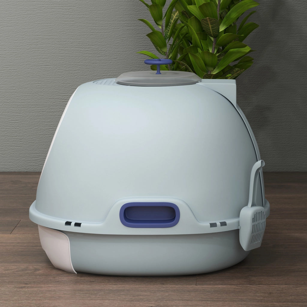 Lettiera Chiusa per Gatti con Vassoio Estraibile ¨C zephmum ¨C Azzurro 47x55x44 cm