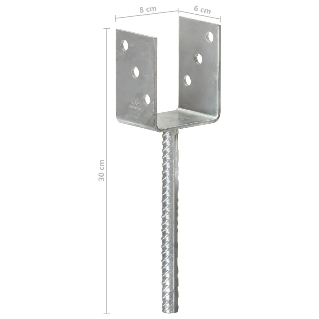 Picchetti per Recinzione 6 pz Argento 8x6x30 cm Acciaio Zincato CFW6479018