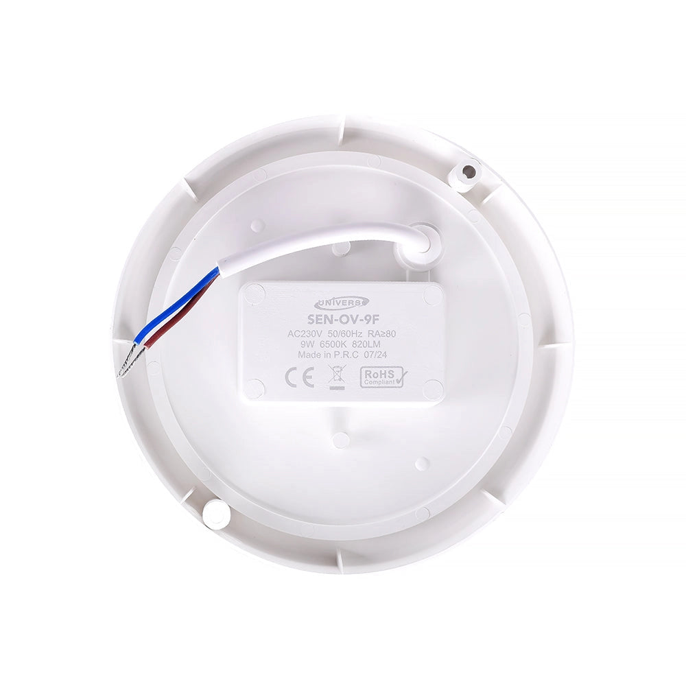 Lampada Plafoniera Tonda a LED con Sensore di Movimento 9W, Luce Fredda 6500K, 820 Lumen, IP56