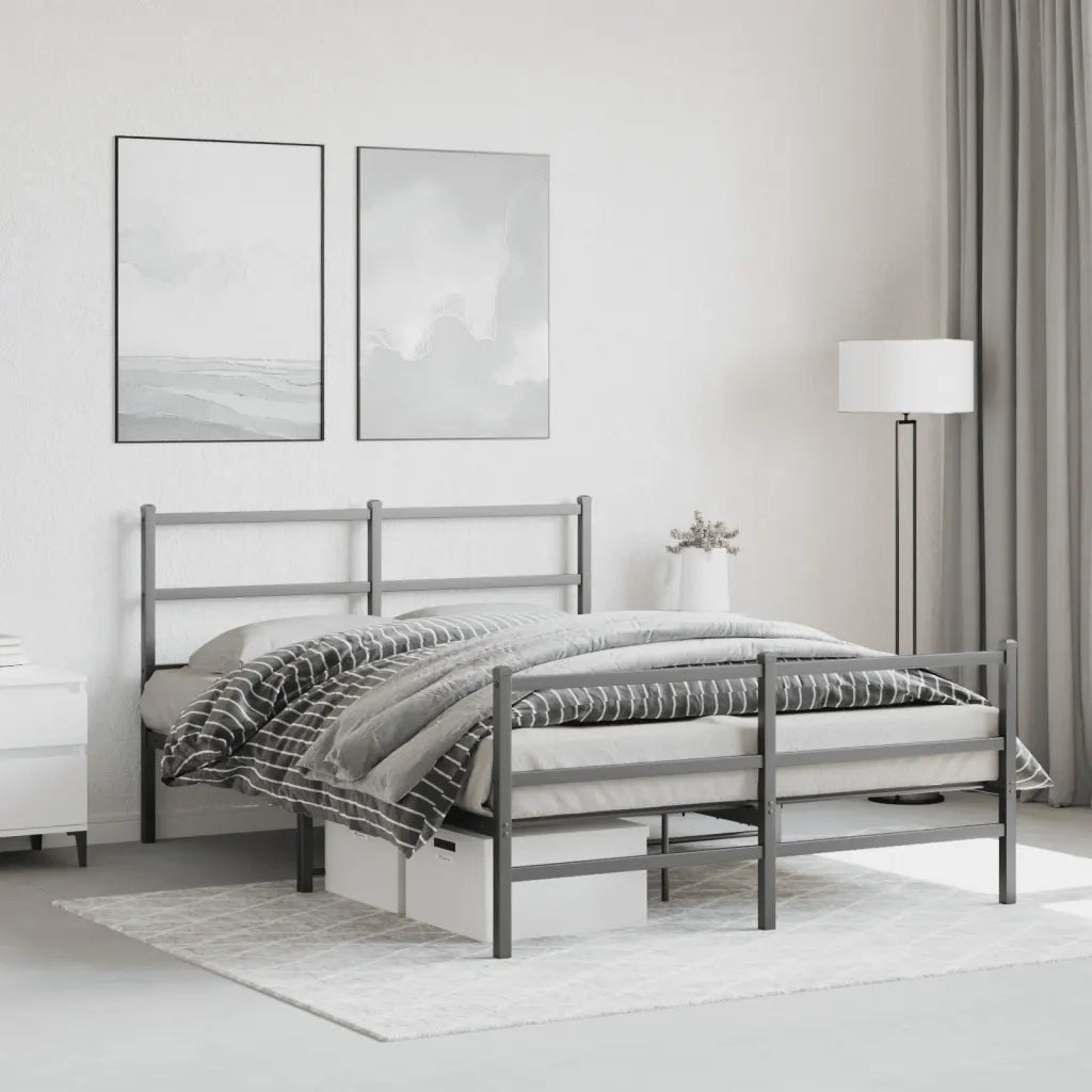 Giroletto con Testiera e Pediera Metallo Nero 135x190 cm 355382