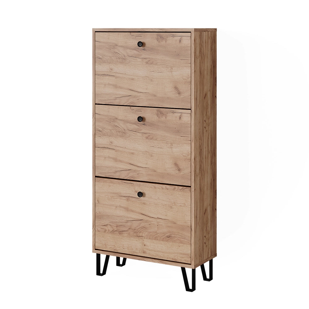 Vicco Scarpiera Quercia dorata 60 x 130 cm con 3 cassetti incernierati