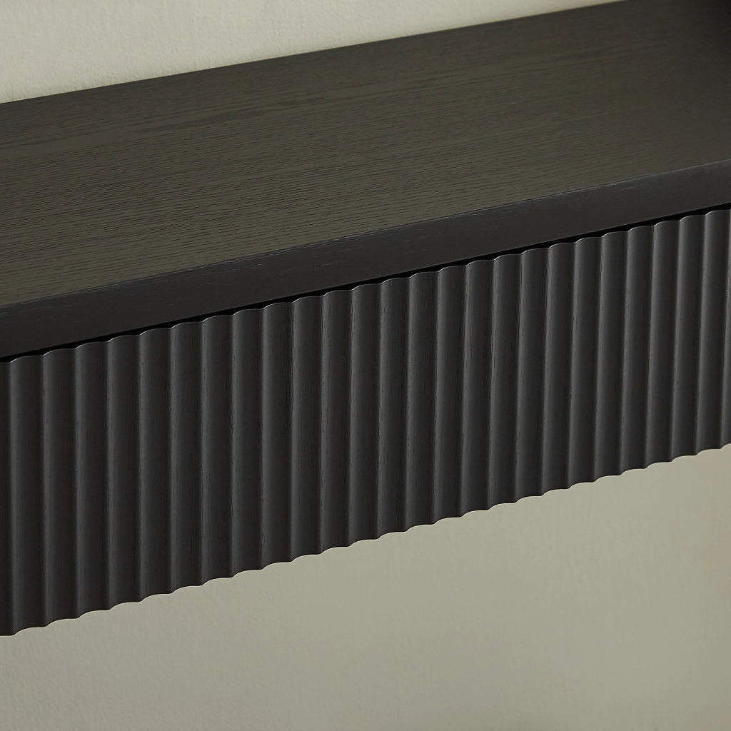 Consolle 150x35x85 cm con 2 cassetti e vano aperto in truciolare e MDF nero