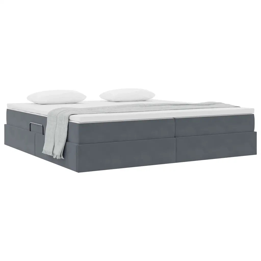 Letto con contenitore e materasso Grigio scuro 200 x 200 cm 3370324