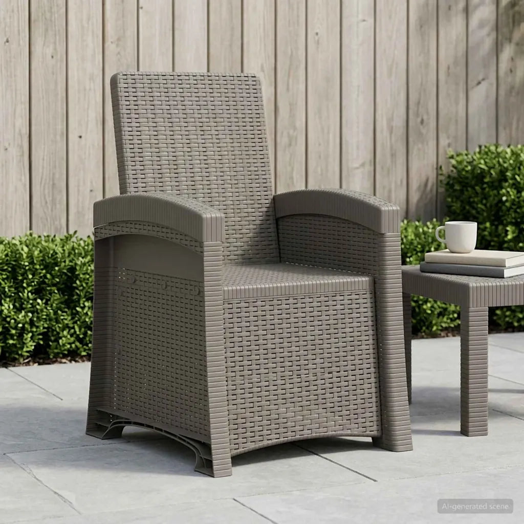 Sedia da giardino reclinabile effetto rattan Grigio Chiaro PP 8011995