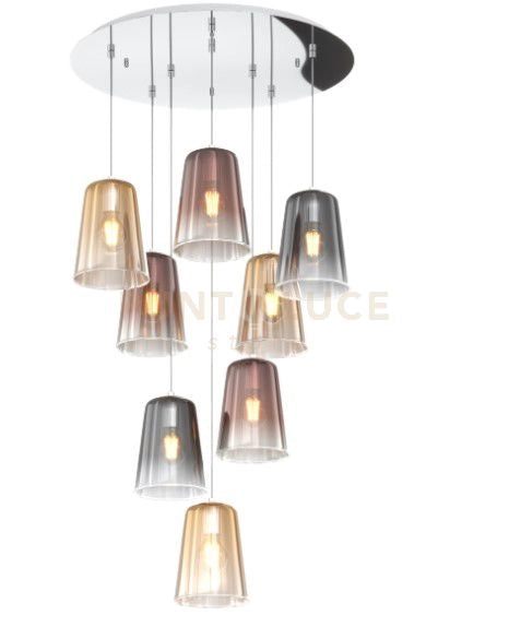 SOSPENSIONE CROMO TONDA 8 LUCI (3 AM+3 RA+2 CR) 1164CR-S8 T-MC