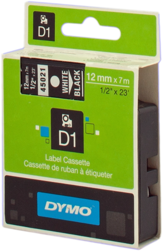 DYMO D1 etichette originali / stampa bianca su nero / 12 mm x 7 m / etichette autoadesive per etichettatrice LabelManager / 1 Pezzo