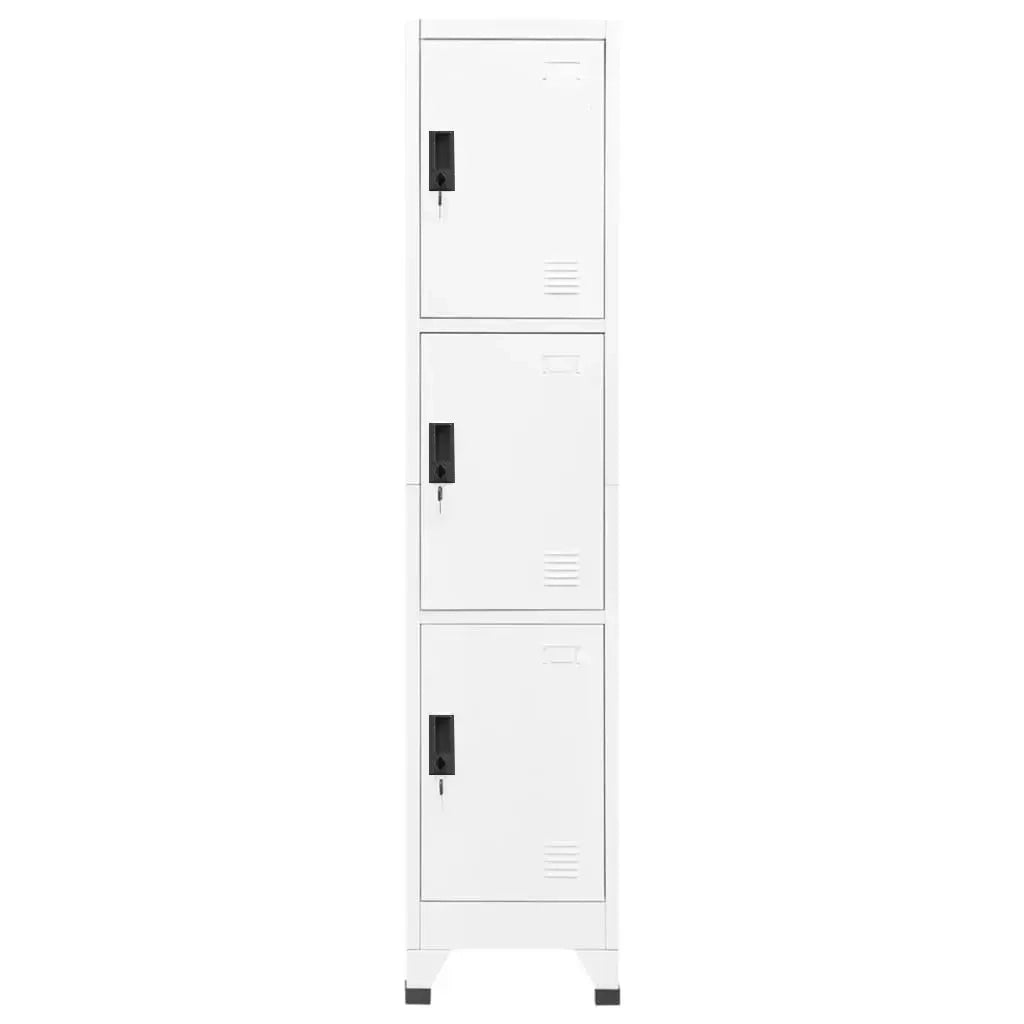 Armadietto da ufficio moderno 38 x 45 x 180 cm con 3 ante chiudibili a chiave in acciaio bianco 02_0046996