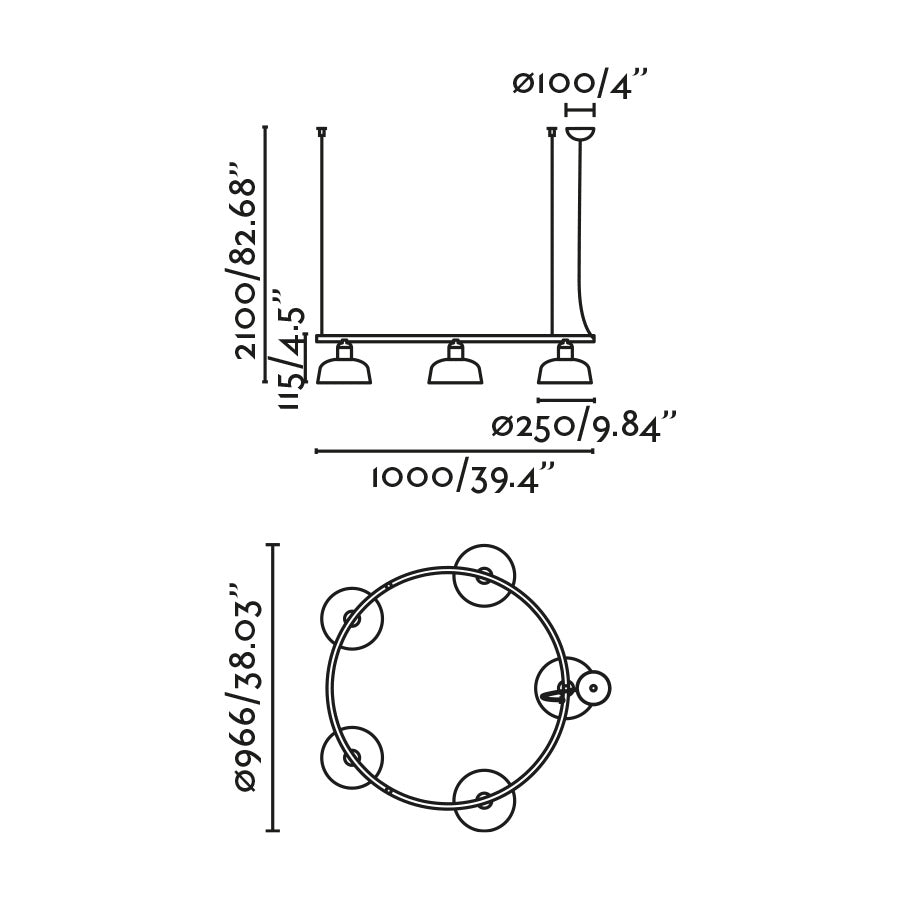 TATAWIN M metallo 5L Lampada sospensione circolare bianca