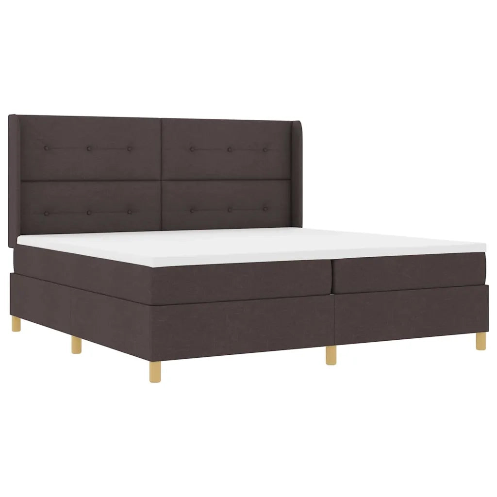 Letto a Molle con materasso Marrone scuro 200 x 200 cm Tessuto 3341857