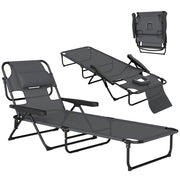 Poltrona chaise longue da giardino pieghevole ¨C zephmum ¨C Grigio 72x194x89 cm