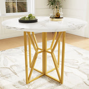Tavolo da pranzo rotondo 80x80x76 cm con piano effetto marmo
