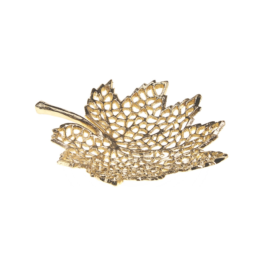 Set di 3 vassoi decorativi in alluminio dorato Foglia d'acero Glam Modern Decor Home Accessories