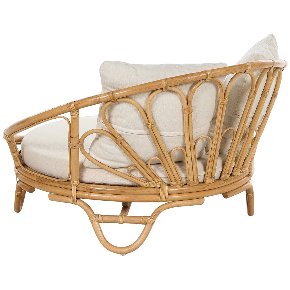 Set di 2 lettini da esterno in rattan beige naturale con cuscini resistenti stile boho tradizionale