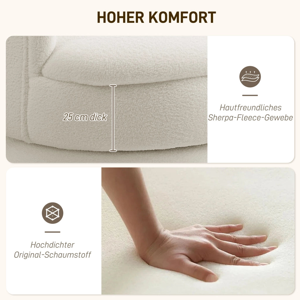 Poltrona girevole imbottita ¨C Minimal ¨C crema legno