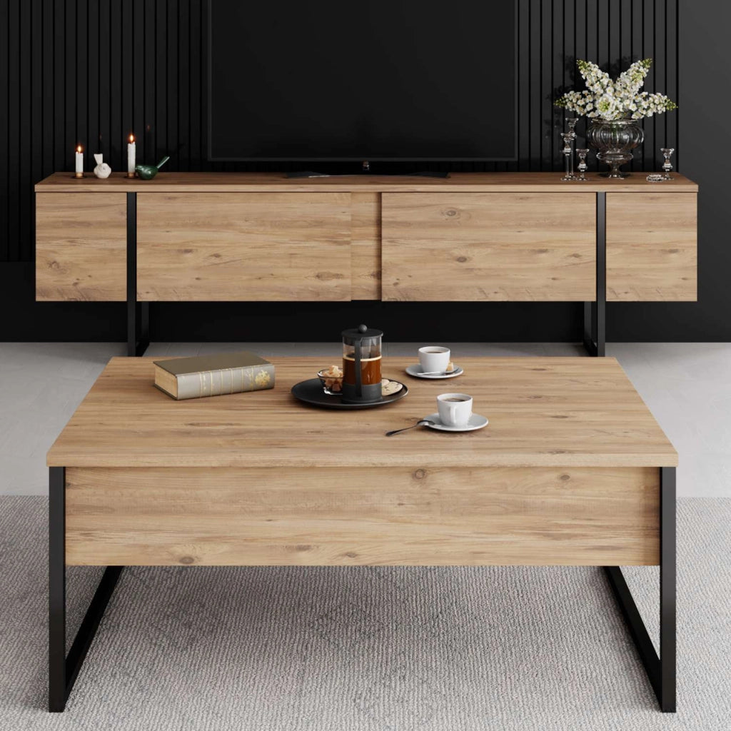 Porta TV in legno "Luxe" - 180 x 30 x 50 cm - Marrone