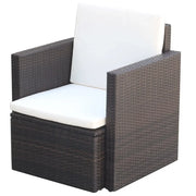 Sedia da Giardino con Cuscini in Polyrattan Marrone cod mxl 8209