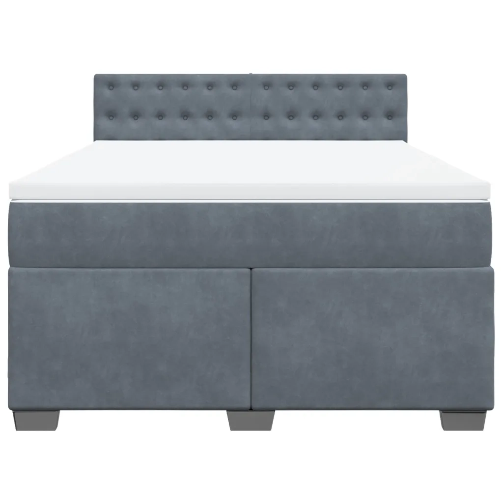 Giroletto a Molle con Materasso Grigio Scuro 160x200 cm Velluto