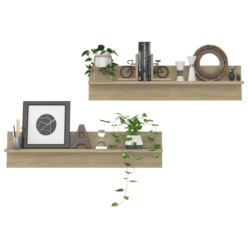 Mensole a Muro 2pz Rovere Sonoma 80x11,5x18cm Legno Multistrato 807339