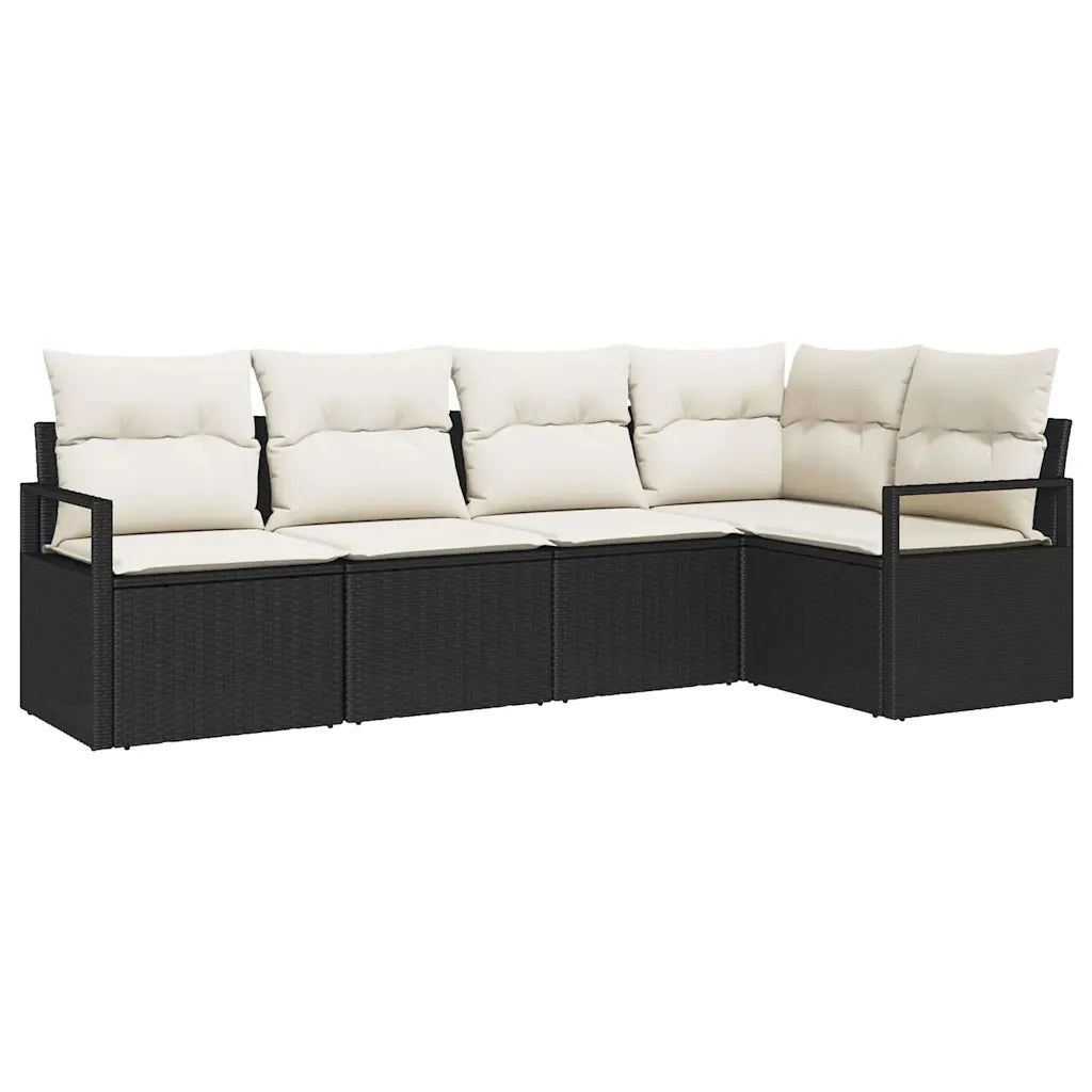 Set di divani con cuscino 5 pcs Nero polyrattan 3346377