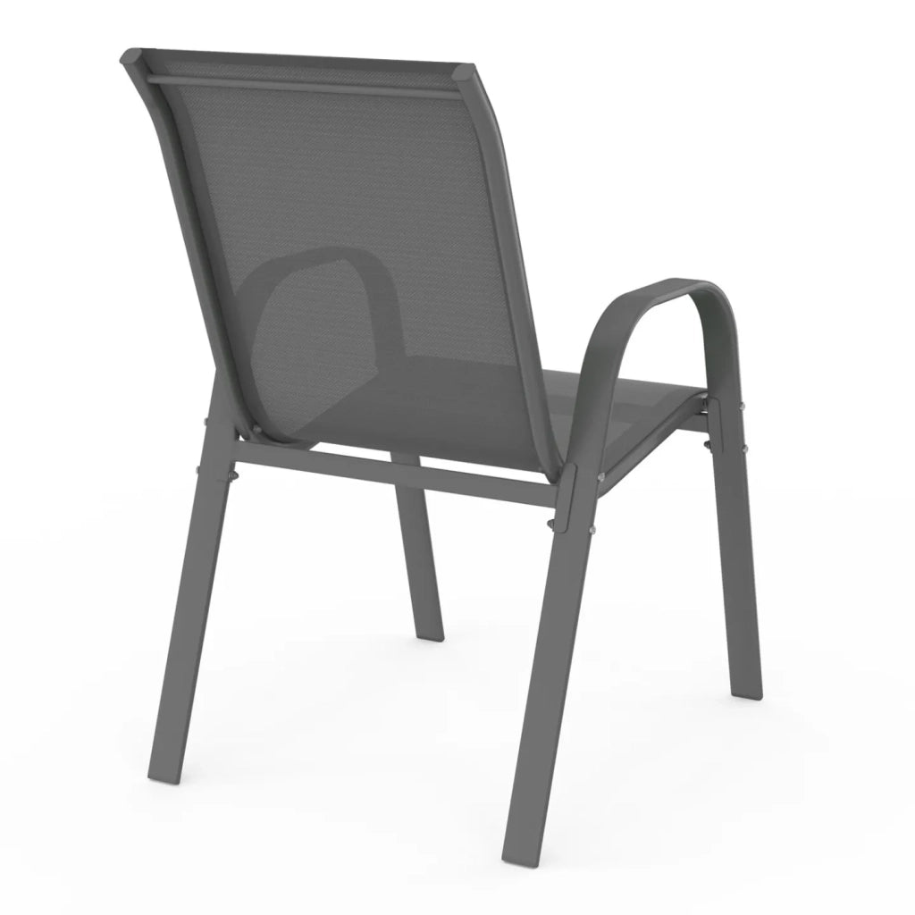 IDMarket - Set di 4 sedie impilabili in metallo e textilene grigio antracite LYMA