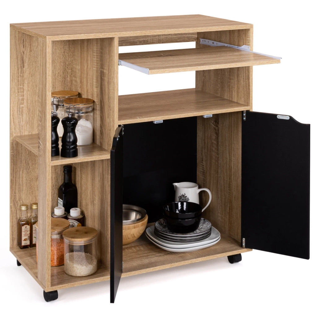 IDMarket - Carrello da cucina legno di faggio e ante nere L.76 cm COSI