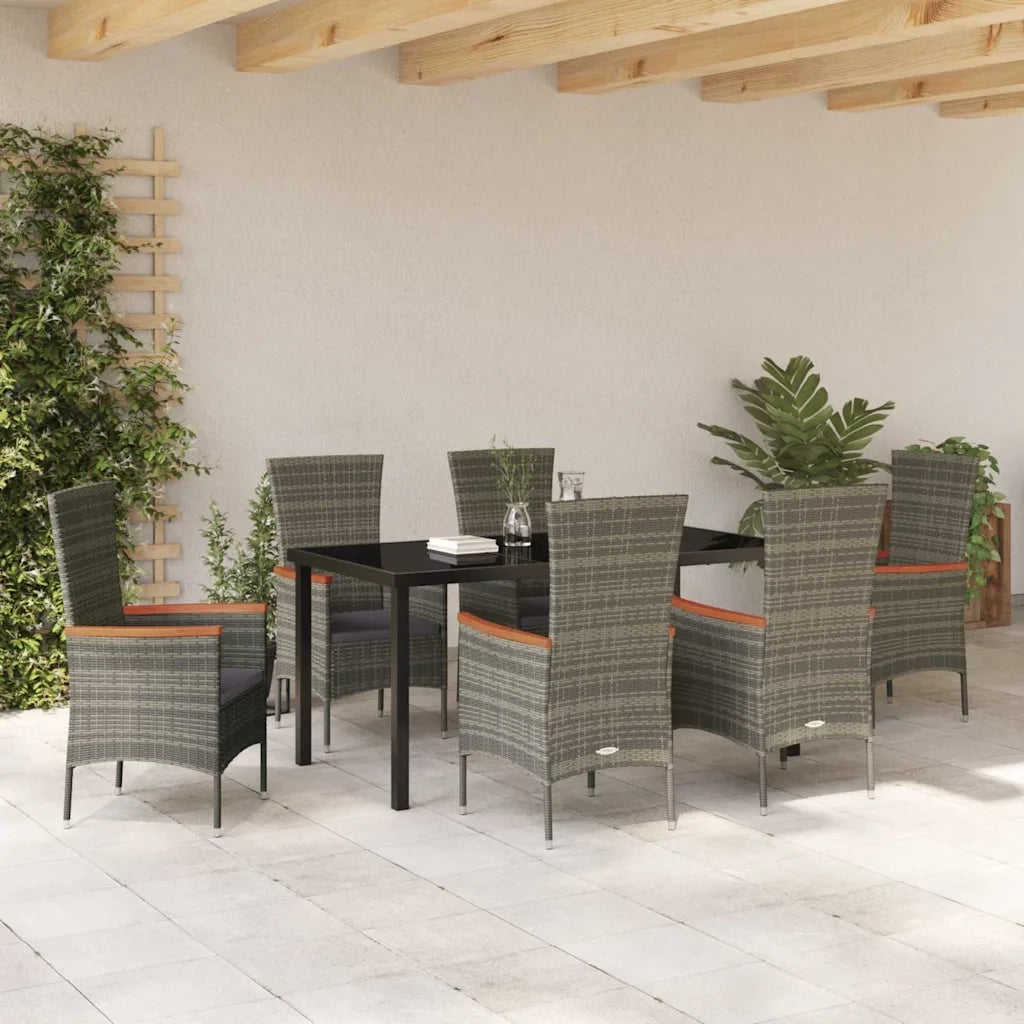 Set da Pranzo per Giardino con cuscino 7 pcs Grigio 3379434