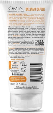 OMIA BALSAMO CAPELLI ECO BIO CON OLIO DI SEMI DI LINO PER CAPELLI CRESPI LISCIANTE E DISCIPLINANTE DA 180 ML