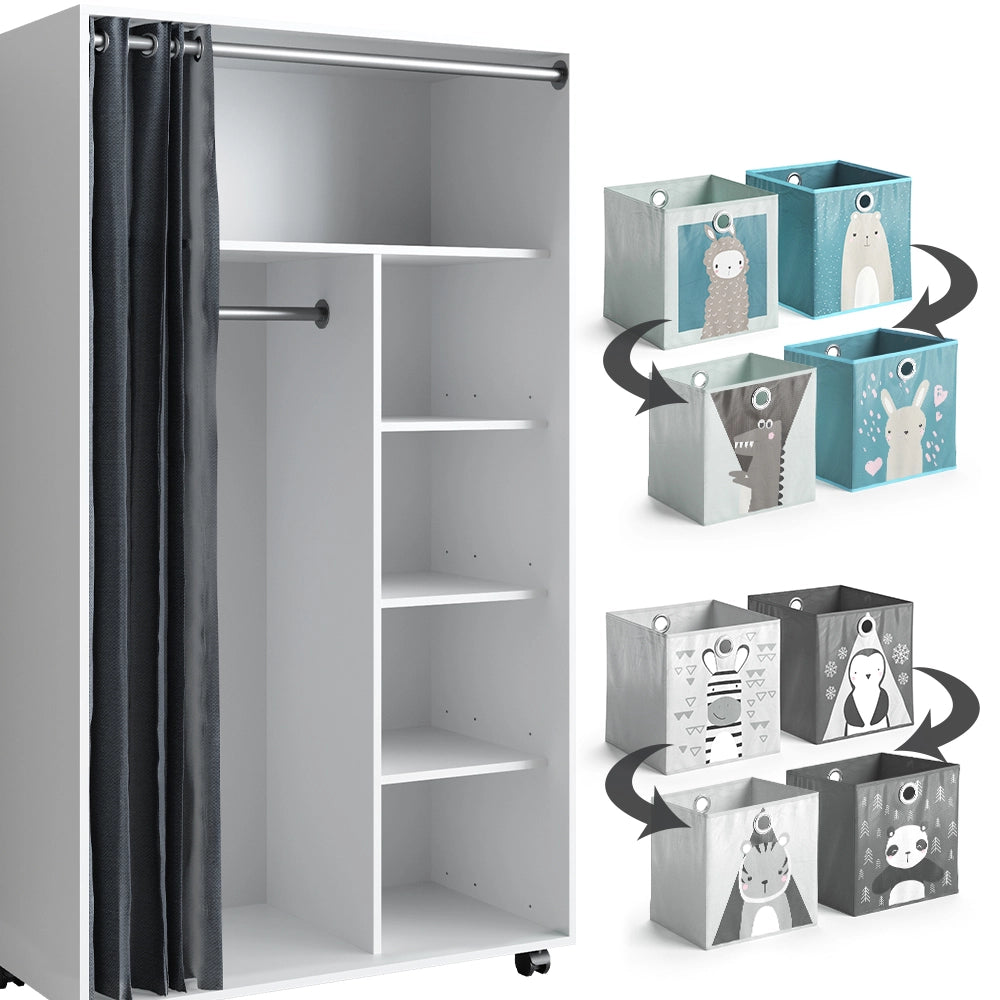 Vicco Armadio multifunzione Bianco 100 x 168 cm
