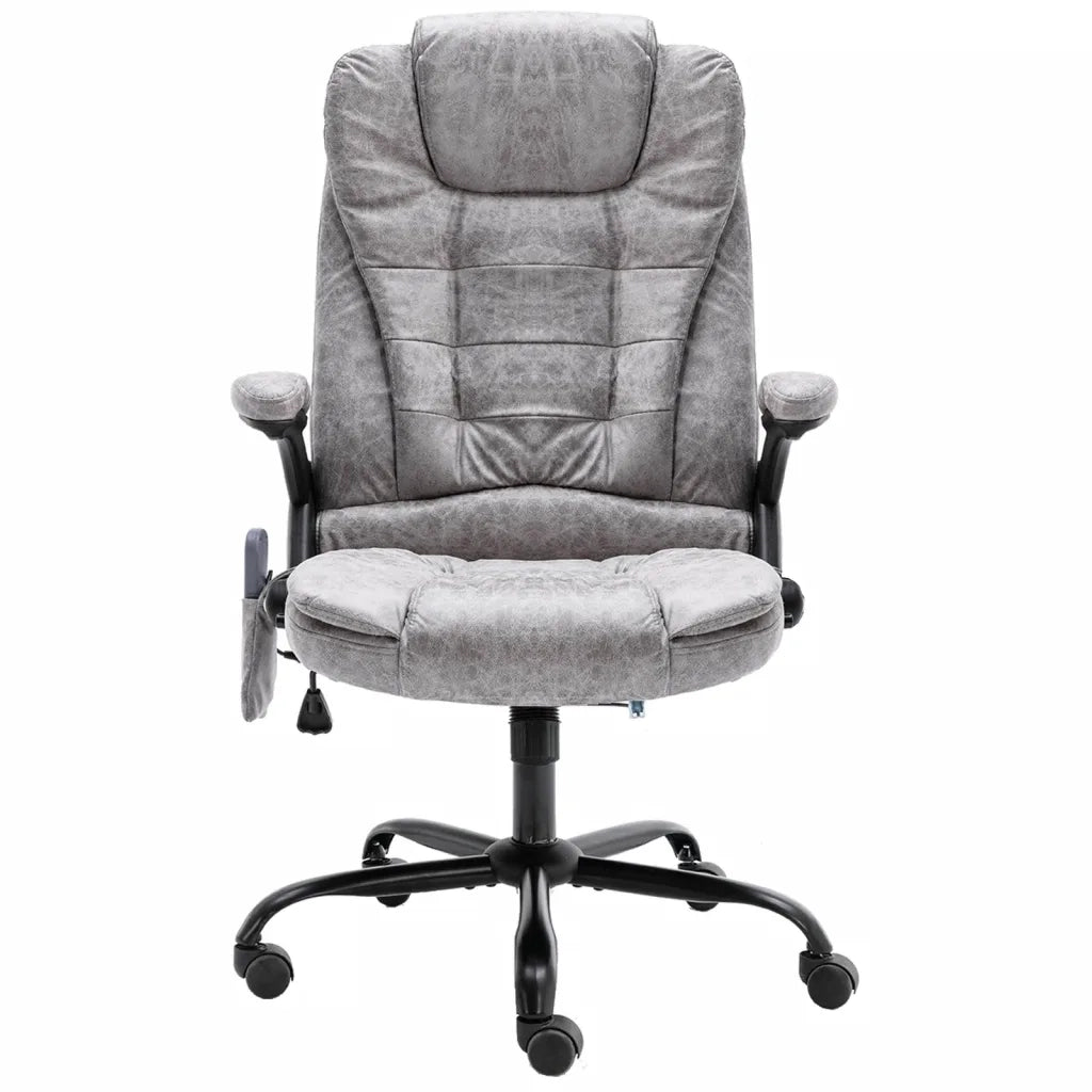 Sedia da Ufficio | Sedia da Gaming Massaggiante Grigio Chiaro in Scamosciato
