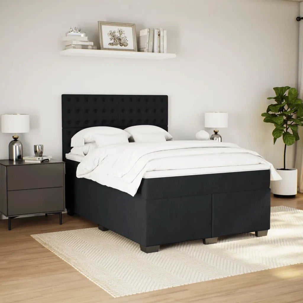 Giroletto a Molle con Materasso Nero 140x190 cm in Velluto 3293220