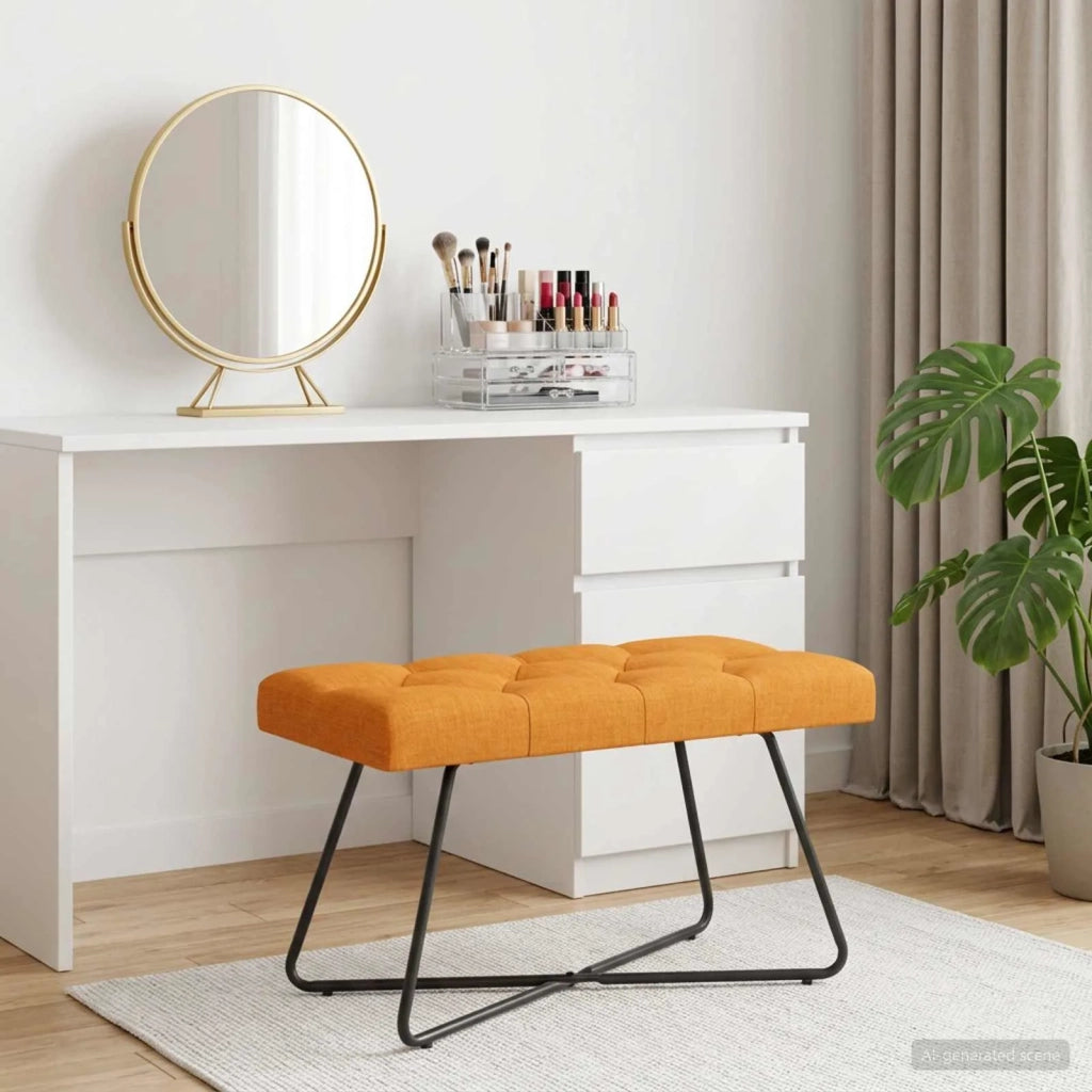 Panchina con bottoni imbottiti Giallo Scuro 80 x 40 x 46 cm 42038366