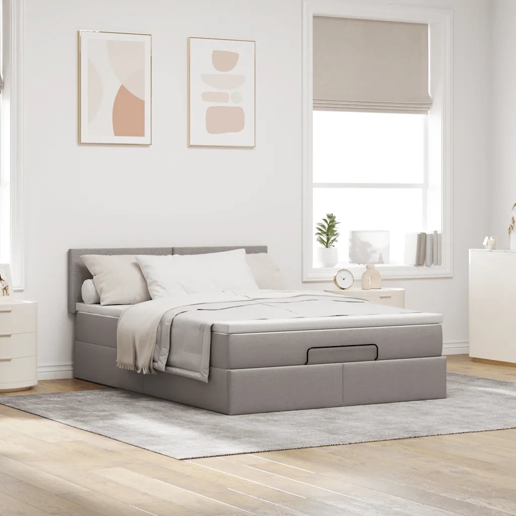 Pouf Letto con Materasso Tortora 140x200 cm in Tessuto 3311384
