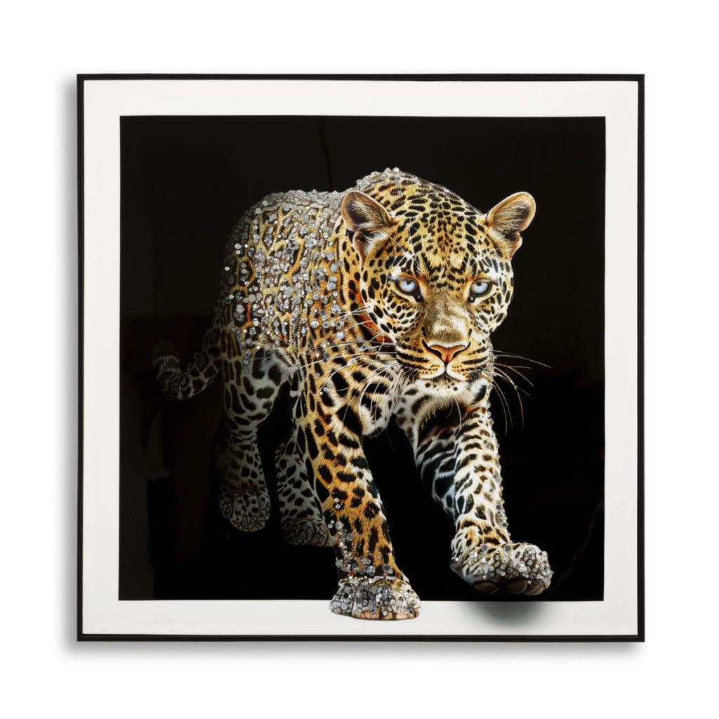 Stampa su Tela Leopardo, Multicolore, Tessuto, 82x82x4 cm