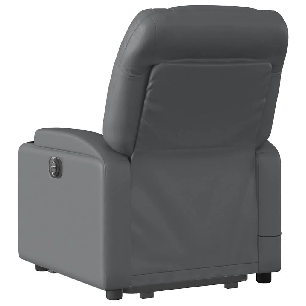 Poltrona | Sedia Relax Alzapersona Reclinabile Massaggio Grigio Similpelle