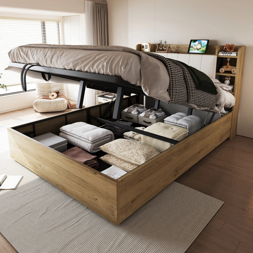 Letto Contenitore in Legno con USB ¨C MINIMAL ¨C Matrimoniale 180x200