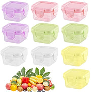 OMJMYY 10 piccoli contenitori con coperchio in plastica 60ml, piccoli contenitori con coperchio, riutilizzabili, contenitori per congelazione, per frutta, salse, marmellate, erbe, salse