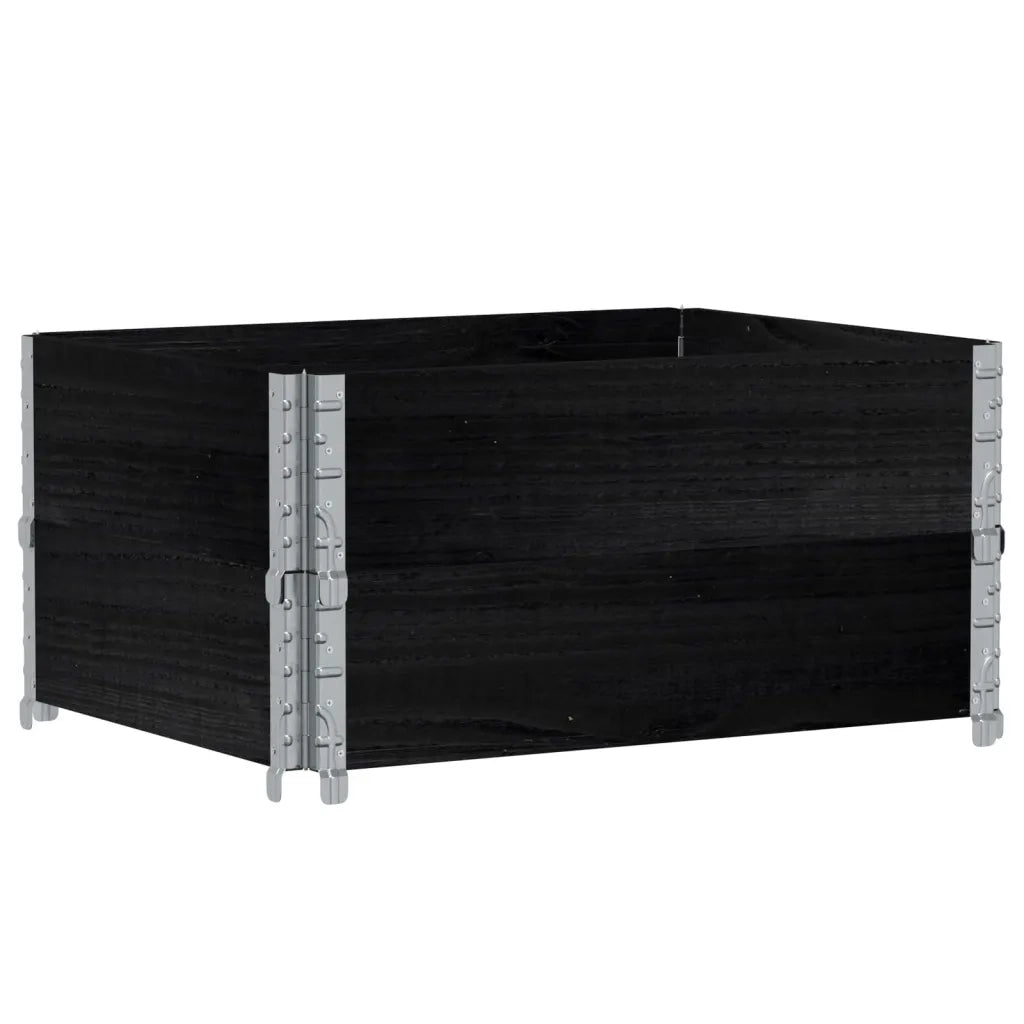Fioriera | Cassetta per fiori | Vaso da Giardino Nera 80x60 cm in Legno Massello di Pino