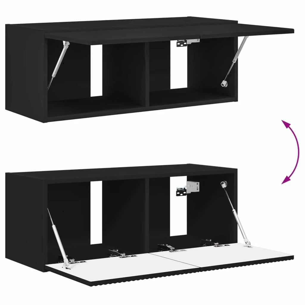 Set mobile TV Montaggio a parete 2 pcs Nero Legno multistrato 3408962
