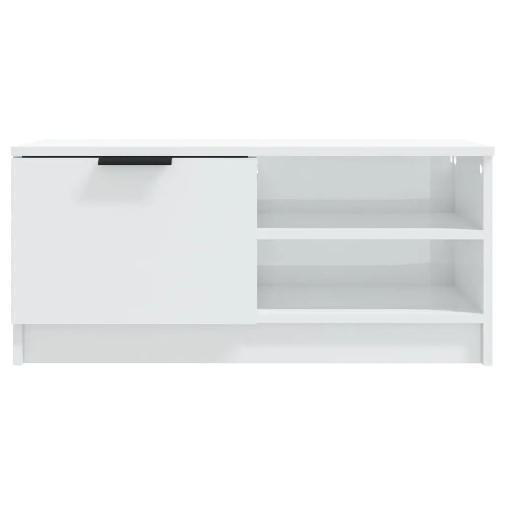 Mobile Porta TV-Credenza TV Bianco Lucido 80x35x45 cm in Legno Multistrato