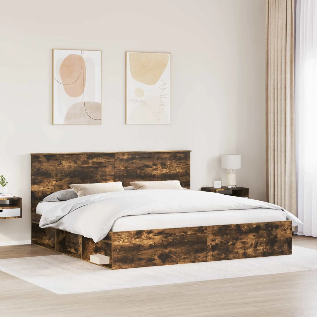 Struttura del letto-Giroletto Rovere fum¨¦ 200 x 200 cm Pino massello 294744