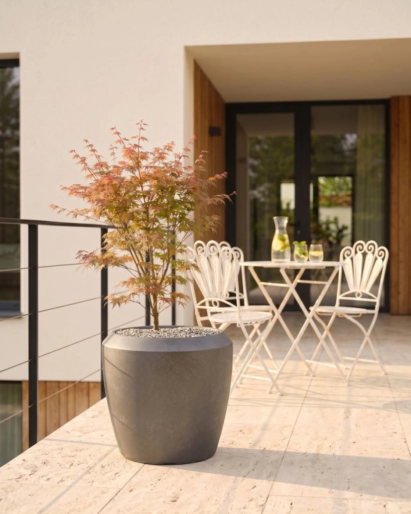 Vaso da fiori alto in pietra per giardino, per interni ed esterni 56x51 cm Grigio giardino terrazzo