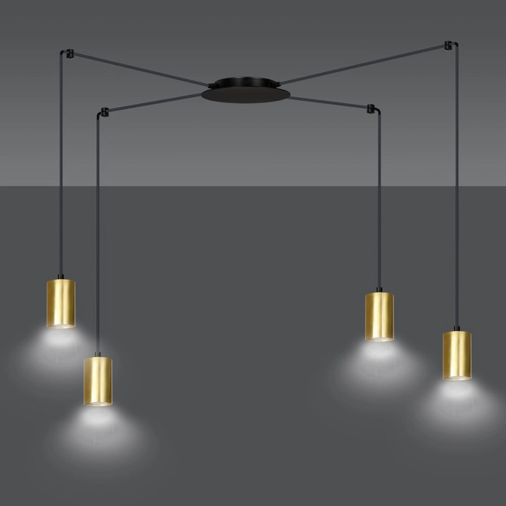 Lampada a sospensione TRAKER in acciaio nero e oro
